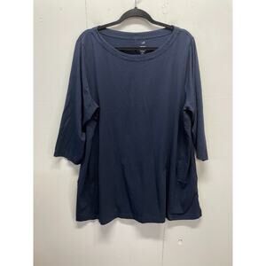 J. Jill Women's Luxe Supima Cotton 3/4 Sleeve Tunic Size 2X Navy Blue